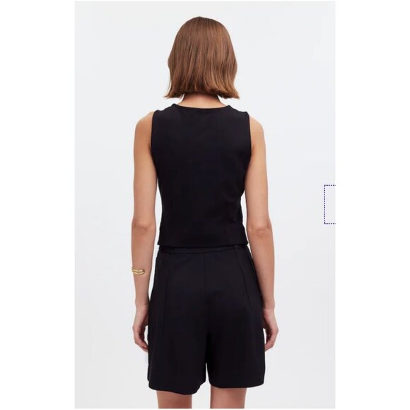 Madewell $62 Cutaway Button Front Vest in Ponte Black Size M NR336 - Picture 2 of 8